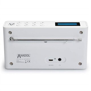 Anadol 4 in 1 IDR-1 Internet Radio/DAB+ / FM-UKW/Bluetooth Lautsprecher! WLAN WiFi, DLNA, UPnP, tragbar, LCD-Display, Sleep-Timer, Akku, Netzbetrieb, Kopfhöreranschluss - weiß