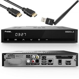 GEBRAUCHT: Protek 9920 LX HDTV digitaler Satelliten-Receiver (HDTV,1 x DVB-S2, HDMI, LAN, S/PDIF, Chinch Video Audio, CI-Interface, USB 2.0, Full HD 1080p) [Linux E2] inkl. Anadol WLAN USB Stick - schwarz