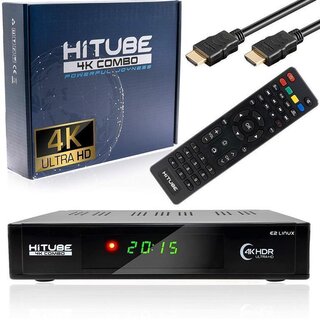 GEBRAUCHT: Xaiox HiTube 4K UHD E2 Linux Combo Sat- Kabel- DVB-T2 Receiver mit DVB-S2x und DVB-C/T2 Tuner, HDTV, H.265, PVR, HDR,WLAN, HDMI Kabel [vorprogrammiert für Astra & Hotbird]