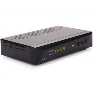 Opticum AX SBOX HD HDTV günstiger digitaler Satelliten-Receiver (DVB-S/S2, SAT, HDMI, SCART, USB 2.0, Full HD 1080p, 12V, Mediaplayer) [vorprogrammiert für Astra Hotbird] - schwarz