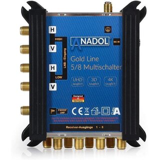 GEBRAUCHT: Anadol Gold Line 5/8 digitaler Multischalter [ Test SEHR GUT ] Multiswitch für 1 Satellit und 8 Ausgänge/Receiver - mit externem Netzteil - 13 vergoldete F-Stecker gratis