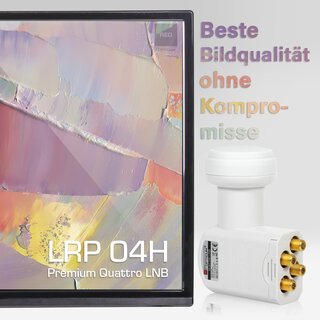 Quattro LNB - LRP-04H Kontakte vergoldet, Full HD, 3D, nur in Verbindung mit Multischalter nutzbar