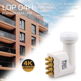 Opticum Octo LNB - LOP-04H - vergoldete Kontakte (Full HD, 3D, Feed-Durchmesser 40 )