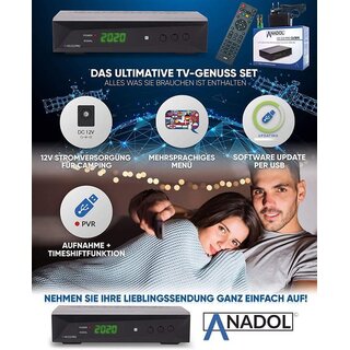 Anadol HD 222 Pro - PVR Aufnahmefunktion, Timeshift, - UNICABLE - Digital HDTV Sat-Receiver für Satelliten-Fernseher - Astra & Hotbird vorinstalliert - HDMI SCART USB DVB-S/S2