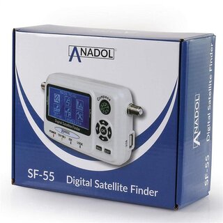 Anadol SF55 Digitaler Satfinder Messgerät - Justierung von Antennenschüsseln für HD & 4K - Digitale LCD 3 Zoll LED Display - akustisches Signal & USB + Verbindungskabel & deutsche Bedienungsanleitung