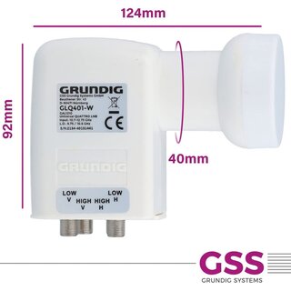 GSS Quattro LNB GLQ 401 für Multischalter, weiß + Aufdrehhilfe