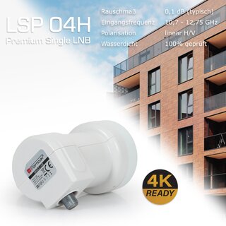 RED OPTICUM LSP 04H LNB Single I Hitze- & kältebeständiger Digital-LNB 1-fach mit nur 0.1dB Rauschmaß inkl. Wetterschutztülle I Full HD - 3D - UHD - 4K Ready