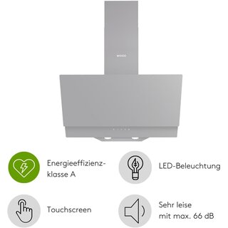 Wiggo WE-A642G  Dunstabzugshaube 60cm kopffrei - 2 Glas grau