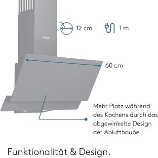 Wiggo WE-A642G  Dunstabzugshaube 60cm kopffrei - 2 Glas grau