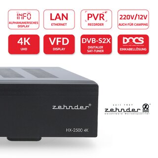 Zehnder HX 2500 Sat Receiver - VFD, 4K, PVR