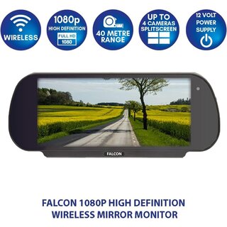 FALCON Full HD-Rckfahrkamera-Set Kabellos (Wireless) mit 7-Zoll-Spiegelmonitor